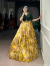 Mustard Colour Tussar Silk With Printed Lehenga With Blouse Indo Western Bulk Orders In India NNK1137